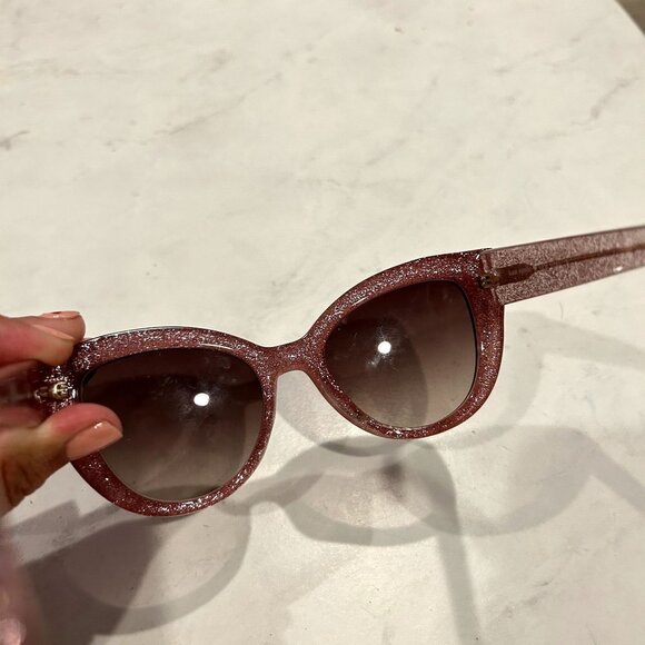 Womens thick mauve retro glitter sunglasses - Picture 3 of 4